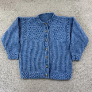 Vintage Celtic Country Pullover Damen 2XL Blau Grobstrick Zopfmuster Wolle Cardigan - Bild 1 von 9