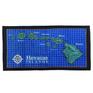 100% Cotton Hawaiian Island Chain Aloha Beach Towel, 30x60 in, Soft, Blue/Green - Picture 1 of 5