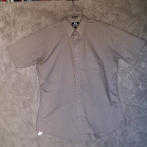 Stafford Mens Size 16.5 Gray Shirt Short Sleeve Button Up Fitted Broadcloth - Picture 1 of 11