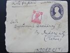 India Postal Stationery Cover Malwa 1947 1 And 1 And 1 2 Anna King George Vl