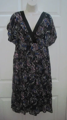 Vestido para mujer I Heart Ronson grande azul oscuro estampado de flores volantes hombro frío Foto 1 de 4