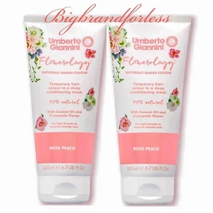 Umberto Giannini Flowerology Temporary Hair Colour Mask - Rose Peach 200 ml X 2 - Picture 1 of 2