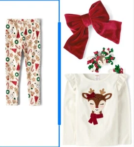 Gymboree Girls Size 7 Reindeer Top Barrettes Leggings New - Picture 1 of 5