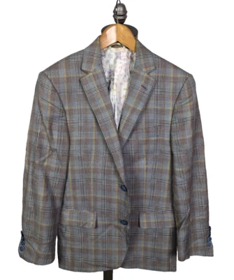 ETRO Sport Coat Dual Vent Cotton Wool Silk Check Plaid Sz 38S Italy - Image 1 of 4