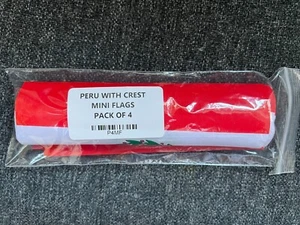PERU WITH CREST Pack of 4 Mini flags 22cm x 15cm FLAG 9x6 inches - Picture 1 of 1
