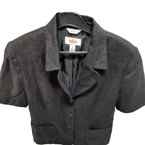 Talbots Linen Blazer Size Women Size UK 14 Black Short Sleeved Button  Jacket  - Picture 1 of 2