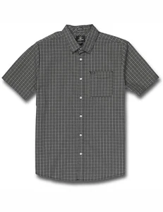 Volcom Mini Check Woven Short Sleeve Shirt in Black - Picture 1 of 2