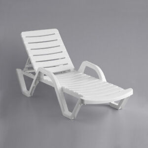 Lancaster Table & Seating White Stacking Adjustable Resin Chaise