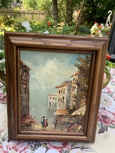 Beautiful Oil Painting -European Town - Original by Artist Gene Kulik 13” X 11 - Picture 1 of 6