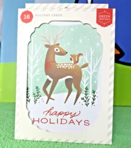 Carte di Natale Set di 16 Buone Feste Yuletide Auguri Animali della Foresta (M20) - Foto 1 di 3