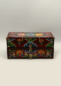 Handcrafted Wooden Buddhist Ritual Tibetan Altar Portable Shrine Box - Picture 1 of 10