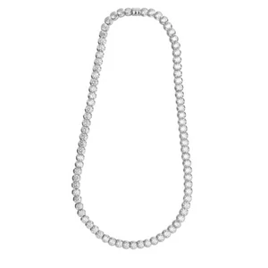 Collar de piedra redonda de plata CZ en ajuste de frotar - Imagen 1 de 1