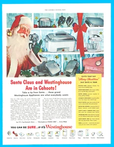 Westinghouse household appliances toaster Santa Christmas blender print ad 1950 - Picture 1 of 3