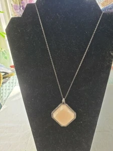 Chicos Square Pink Stone Pendant with Black Rhinestones - Picture 1 of 1