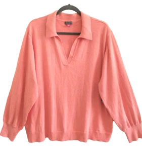 Vince Camuto Coral Orange Johnny Collar Lightweight Sweater - XXL NWT - Picture 1 of 9