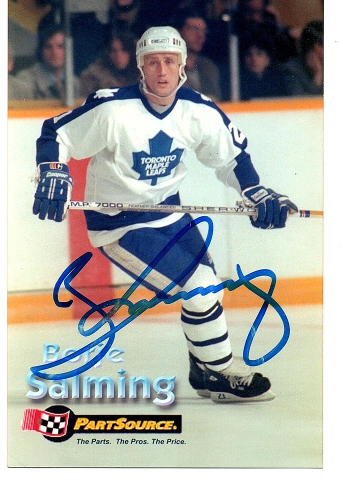 BORJE SALMING TORONTO MAPLE LEAFS HHOF DECEASED 4X6 SIGNED PHOTO AUTOGRAPHED COA - Image 1 of 1