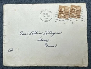 Vtg US Postage Stamp Cover 1-1/2c Martha Washington Presidential Issue 1943 1938 - Picture 1 of 3