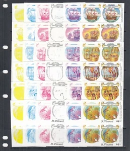 Columbus Ships Explorers 1988 St Vincent MNH 6 v set  Pairs X 7 Color Proof - Picture 1 of 1