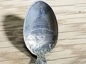 Vintage Kapitolgebäude Anfang Jahrhundert W.D.C. Sterling Souvenir Löffel X182C - Bild 1 von 9