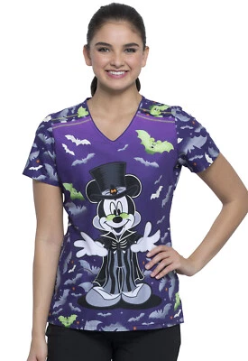 Mickey Mouse Cherokee Scrubs Disney Tooniforms Halloween V Neck Top TF629 MKVAD - Image 1 of 4
