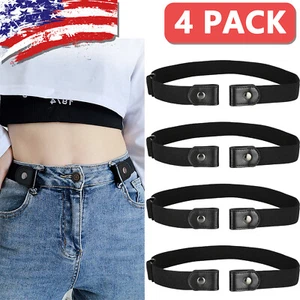 4X Buckle-free Elastic Invisible Waist Belt for Jeans No Bulge Hassle Men Women - Picture 1 of 12