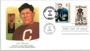 #2089 SPORTS STAR JIM THORPE FOOTBALL HEROES #3811 RED GRANGE NAKANO PERFINS FDC - Picture 1 of 2