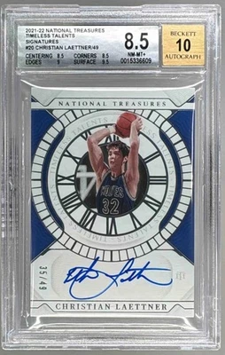 BGS 8.5 Auto 10 CHRISTIAN LAETTNER #/49 2021 National Treasures Timeless Talents - Image 1 of 2