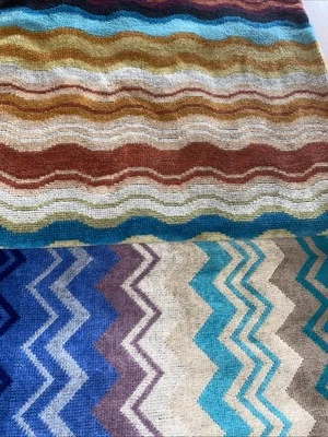 2 Missoni Home  Towels Turquoise Blue Stripes Made In Italy - Image 1 of 4