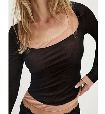 Top Free People Intimately Doble Take Manga Larga Negro Talla XS NUEVO SIN ETIQUETAS Foto 1 de 4