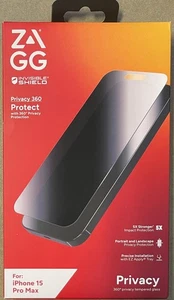 ZAGG InvisibleShield Glass Elite Privacy 360 iPhone 15 Pro Max Screen Protector - Picture 1 of 2