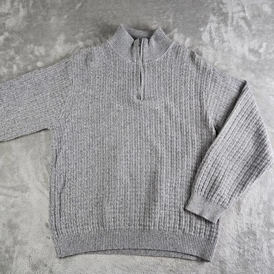 Suéter Oscar De La Renta Para Hombre Gris Medio Tejido 1/4 Cremallera Cuello Simulado Manga Larga Foto 1 de 4