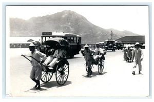 1950 Hongkong Echt Foto Postkarte Rikschas & Busse - Bild 1 von 2