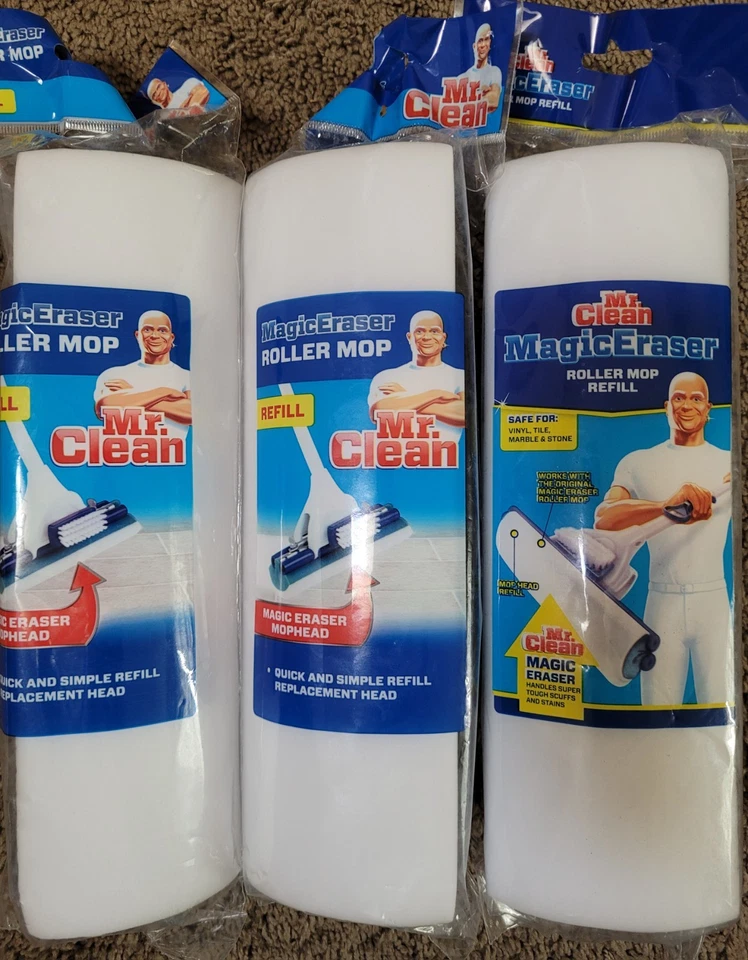 Lote de 3 Mr. Clean Magic Borrador Azul y Blanco Rodillo Mop Recarga Envío Gratis Foto 1 de 1