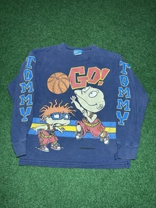Vintage 90s Rugrats Tommy Chucky Basketball Long Sleeve Boys Med 5-6 T Shirt - Picture 1 of 8
