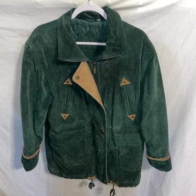 Abrigo Preston & York Mujer Cremallera Completa Talla Mediana Cuero Verde Exterior Comodidad  Foto 1 de 4