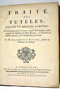 ALTES BUCH FERRIERE HANDEL MIT VORMUNDSCHAFTEN RÖMISCHES RECHT TOULOUSE 1766 - Bild 1 von 4