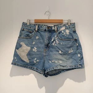 Cotton On Denim Shorts Size 14 Blue Distressed Bleach Look Casual Comfort Street - Picture 1 of 13