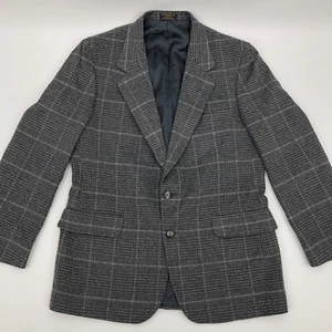 Vintage Collins & Fairbanks NY Blazer Men's Medium W42'' L29'' Gray Plaid Lined - Picture 1 of 12