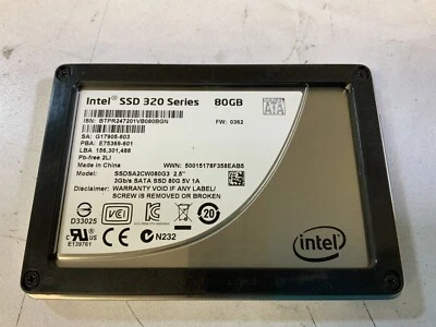 Intel 320 Series SSDSA2CW080G3 2.5" Internal SSD Solid State Drive 80GB (R4C*) - Image 1 of 3