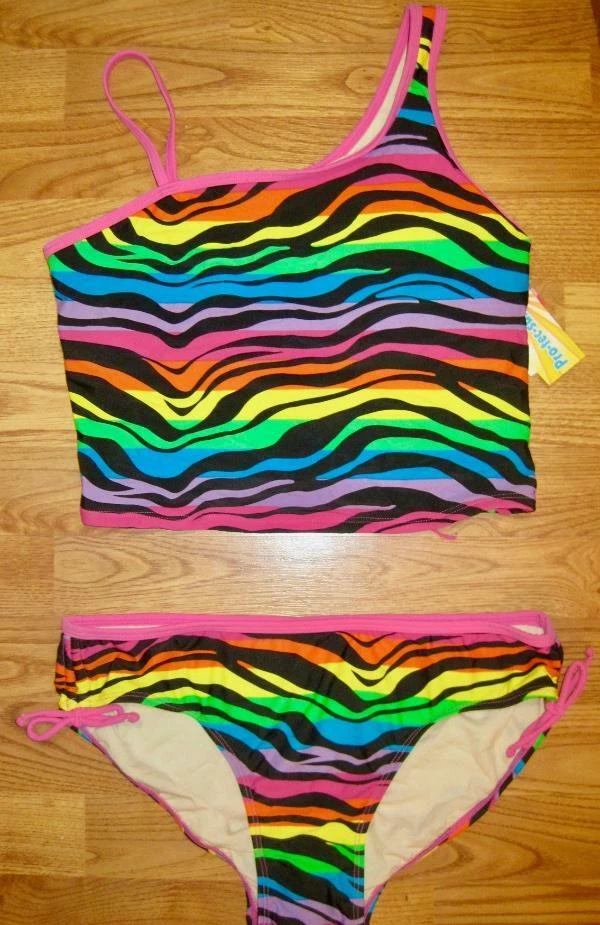 NIÑAS ARIZONA TRAJE DE BAÑO 2 PIEZAS ~ BIKINI ~ CEBRA ~ TALLA GRANDE 14-1/2 ~ 16-1/2 ~ 18-1/2 ~ 16 ~ NUEVO CON ETIQUETAS Foto 1 de 1