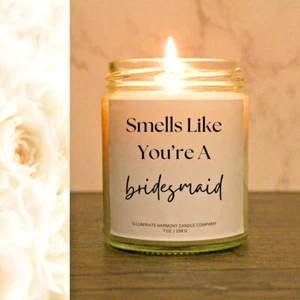 Smells Like You're A Bridesmaid Candle | Wedding Bridesmaid Proposal Candle - Picture 1 of 5