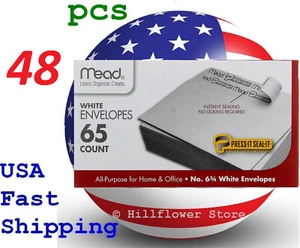 48 X Mead 75028 3 5/8 X 6.5 #6 65 piece/box white envelope with free trk# - Picture 1 of 9