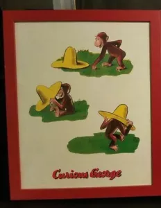 Curious George Finds A Hat Margret Ray Framed Art Print Authentic - Picture 1 of 1