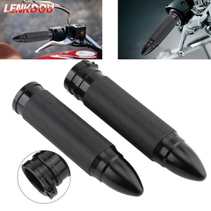 1" CNC Black Handlebar Hand Grips For Harley Touring Sportster 1200 Dyna Softail - Picture 1 of 8