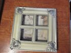 Ornate Ivory & Silvertone Photo Frame 6 3/8" x 6 3/8" w 4 Picture openings 1 5/8