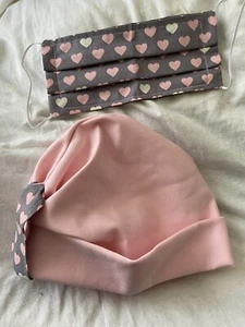 pink heart Cap With Matching Face Mask new bin9 - Picture 1 of 2
