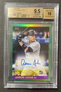 2018 DONRUSS AARON JUDGE 1984 RETRO SIGNATURES GREEN 4/5 BGS 9.5 10 AUTO