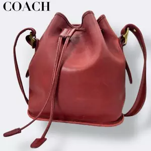 Vecchia borsa a tracolla Coach guanto pelle marrone rosso - Foto 1 di 14