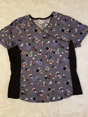 Scrubstar Scrub Top Womens Size Medium Gray Short Sleeve Shirt - Image 1 of 4