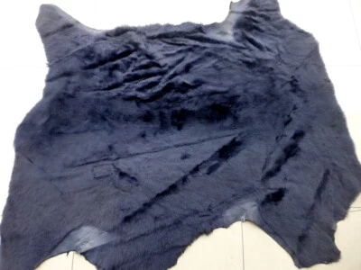 pele de carneiro couro shearling pele fina azul escuro cabelo super sedoso com costas lisas - Imagem 1 de 4